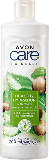 Avon care healthy hydration 2-in-1 shampoo & conditioner infused with aloe vera and macademia nut oil 700 ML